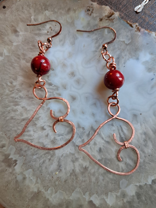 Copper Heart Earrings