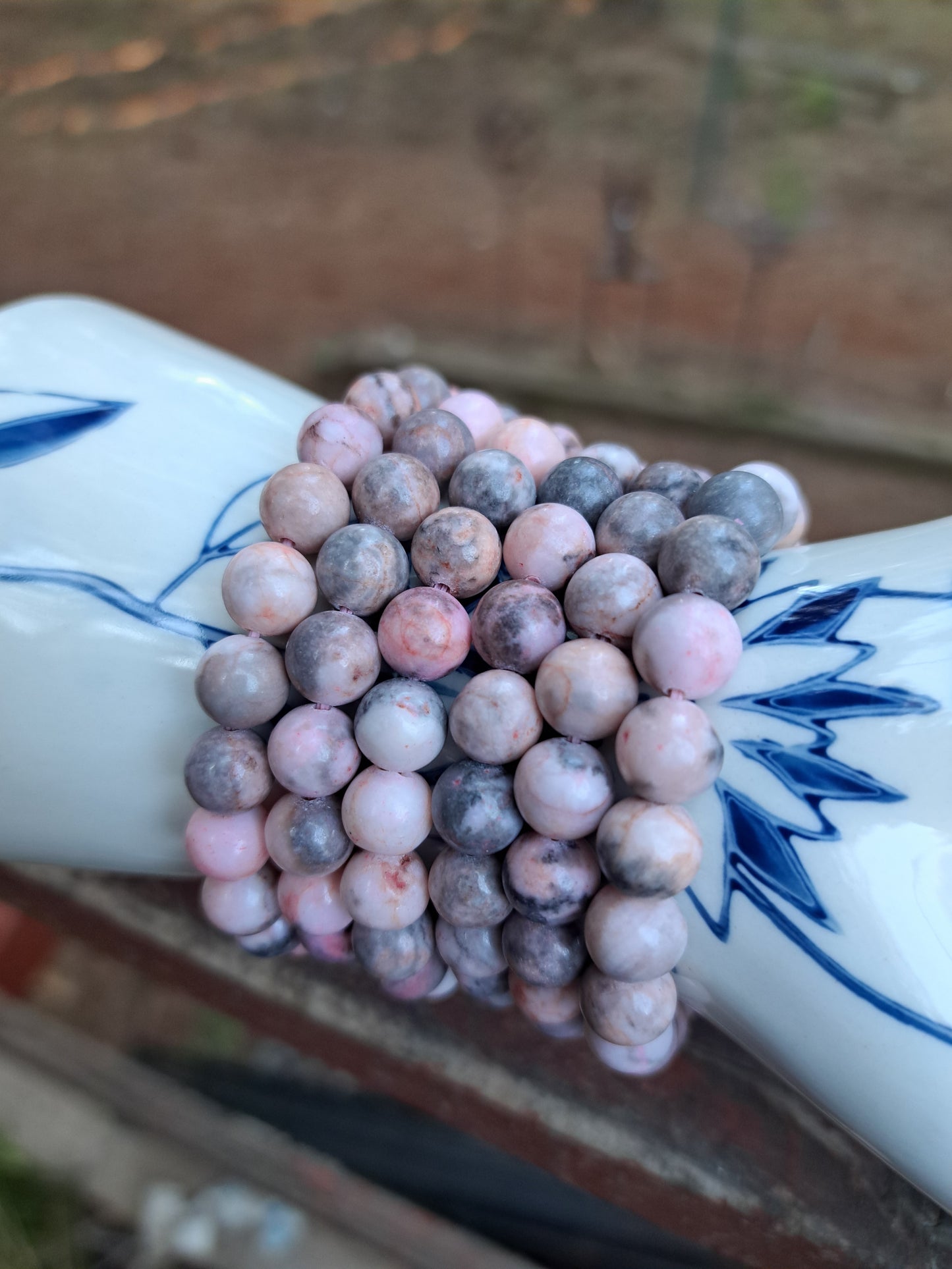 8mm pink zebra jasper bracelets