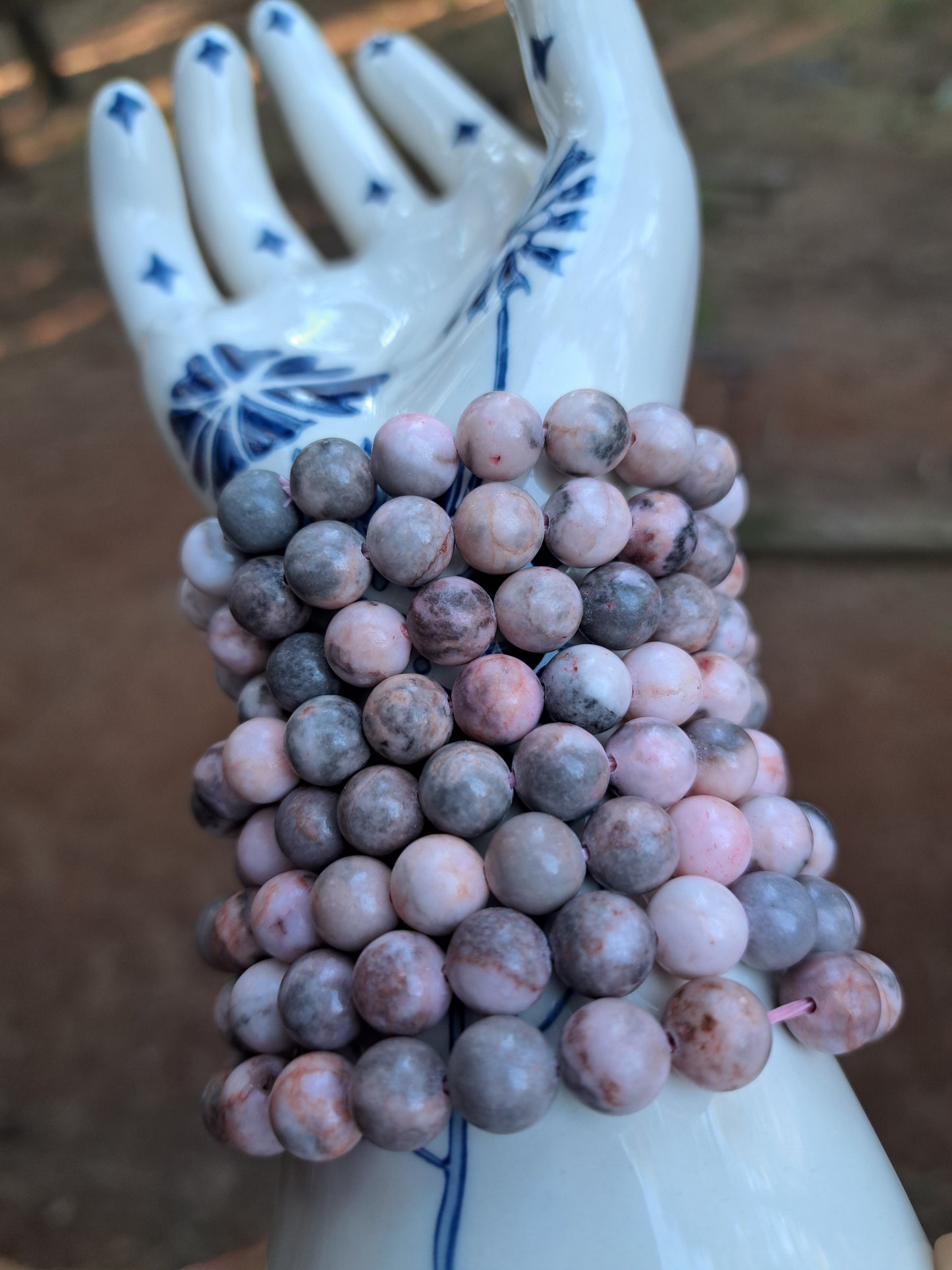 8mm pink zebra jasper bracelets