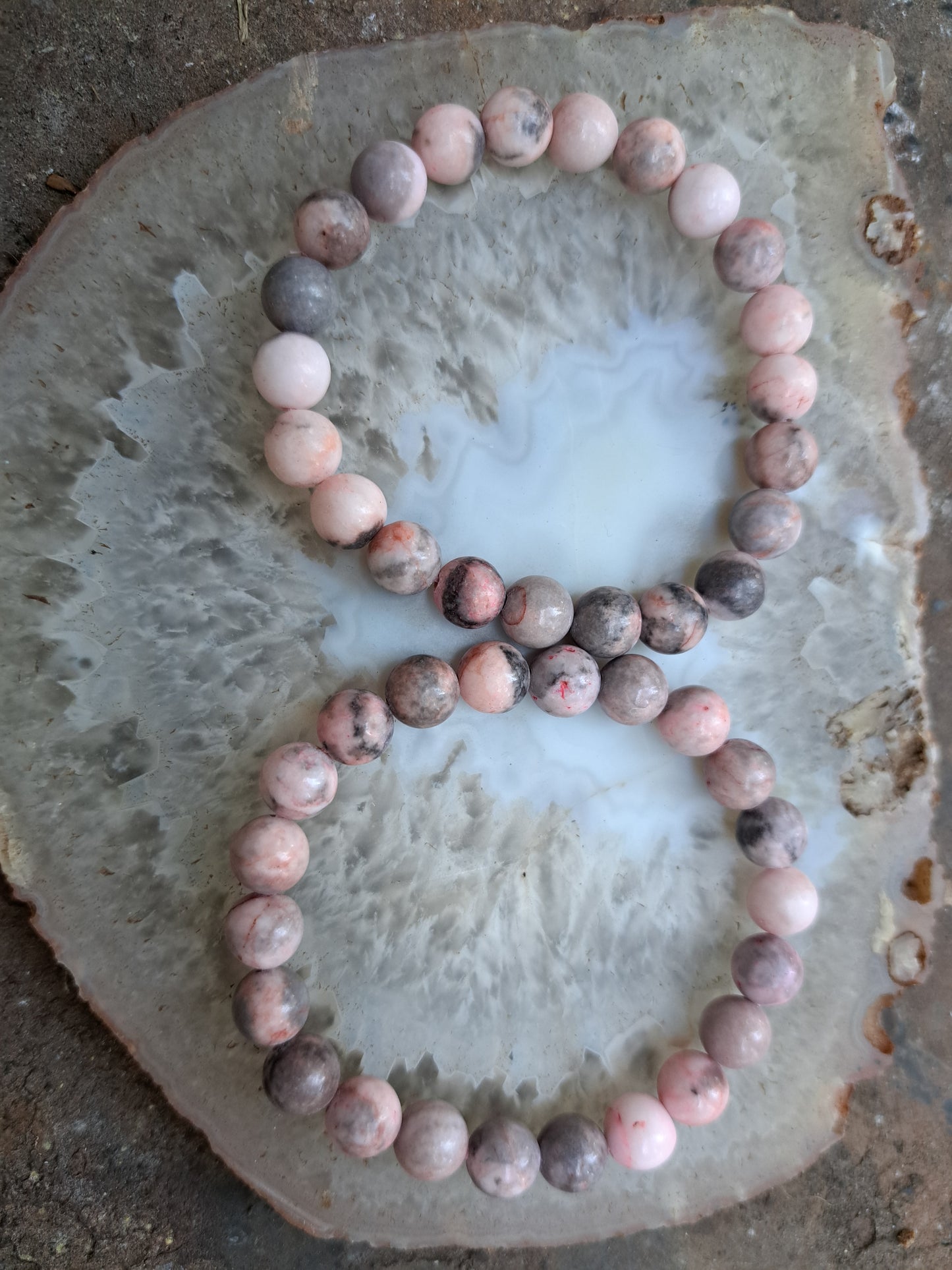 8mm pink zebra jasper bracelets