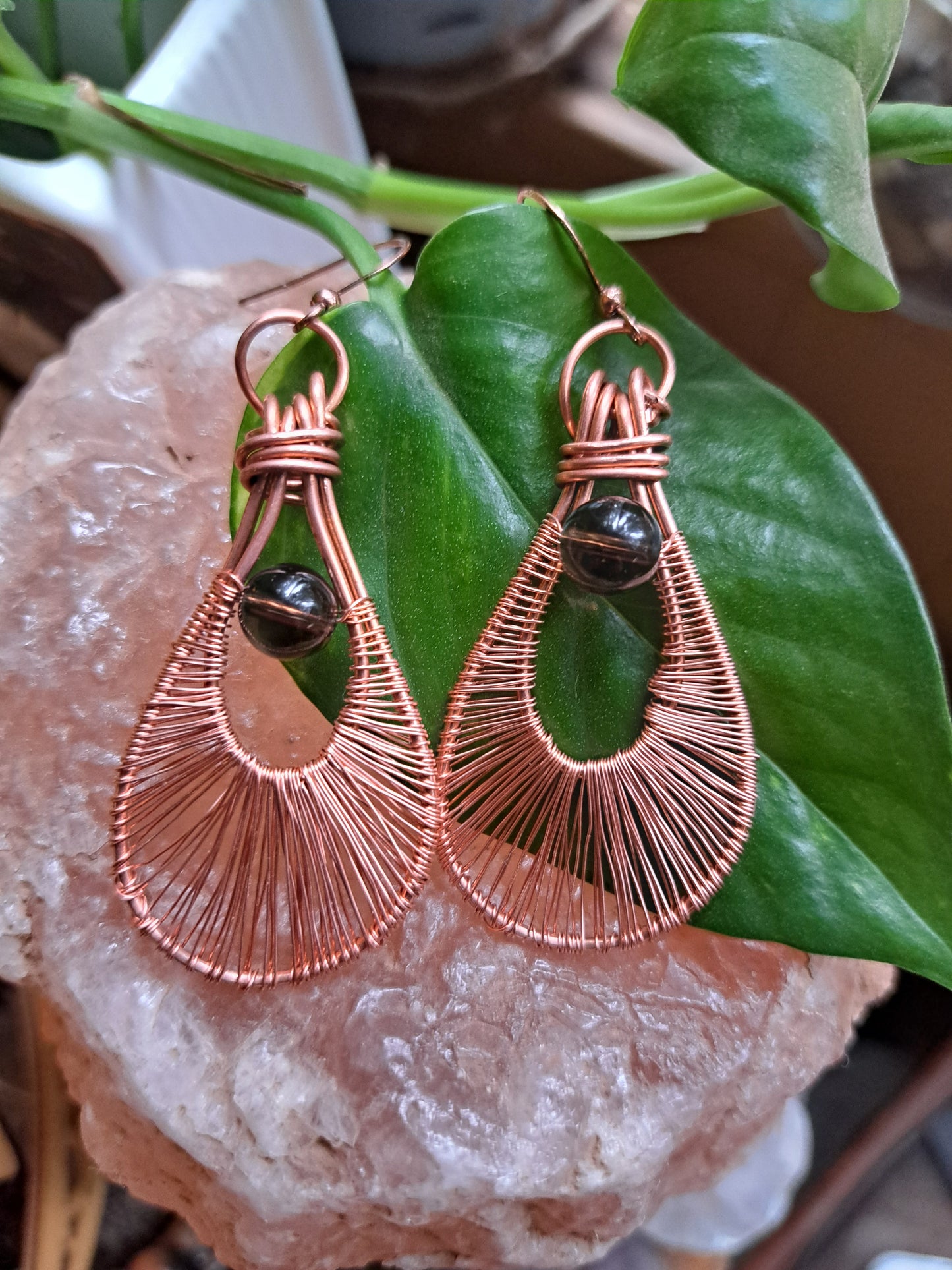 Smokey Quartz and Copper earrings