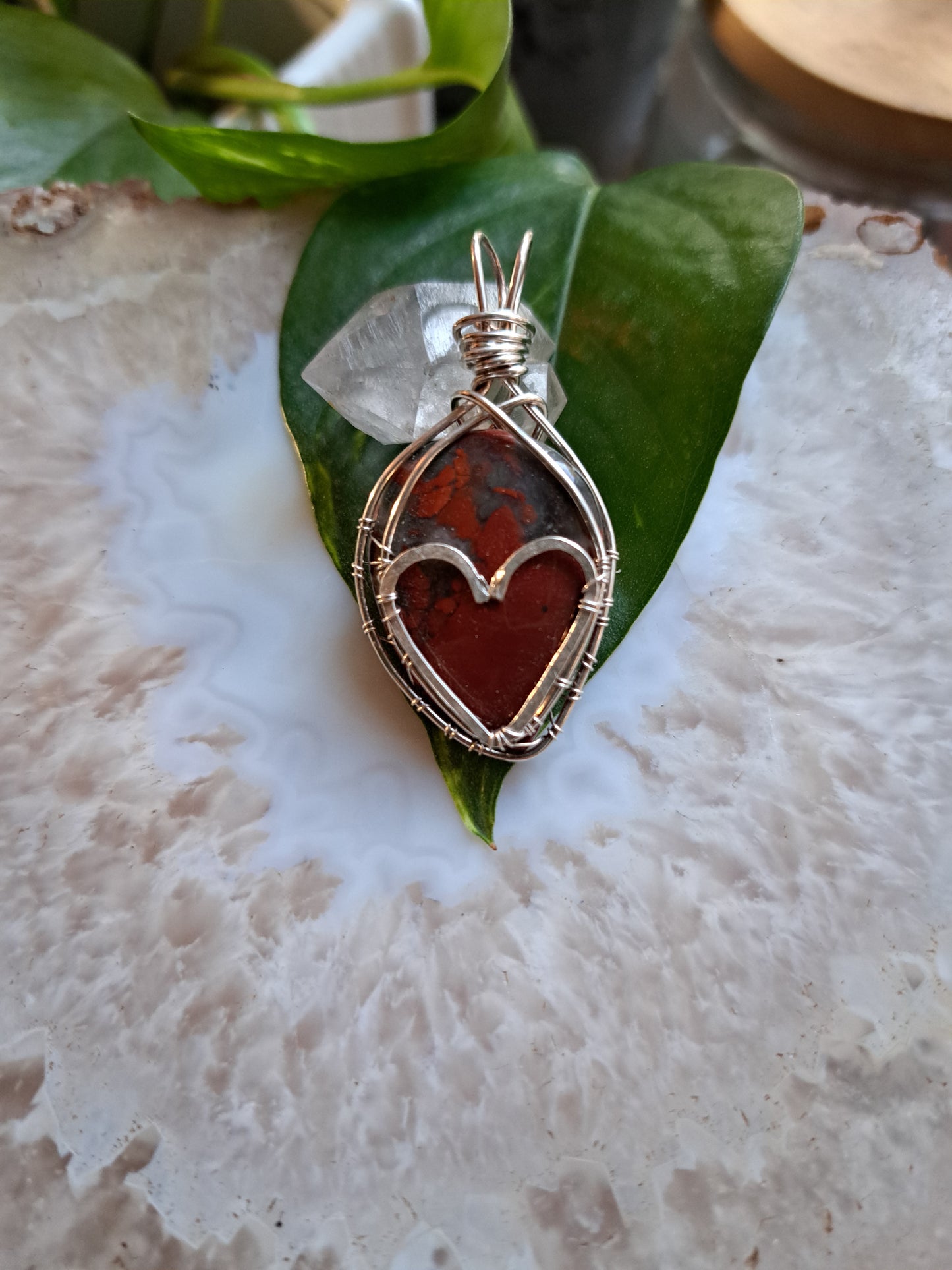 Hammered heart jasper pendant